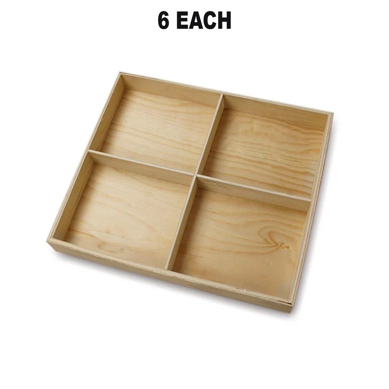 Rustic Pine Wood 4 Section Storage Trays 13 1/8" x 11 3/8" x 1 1/2"